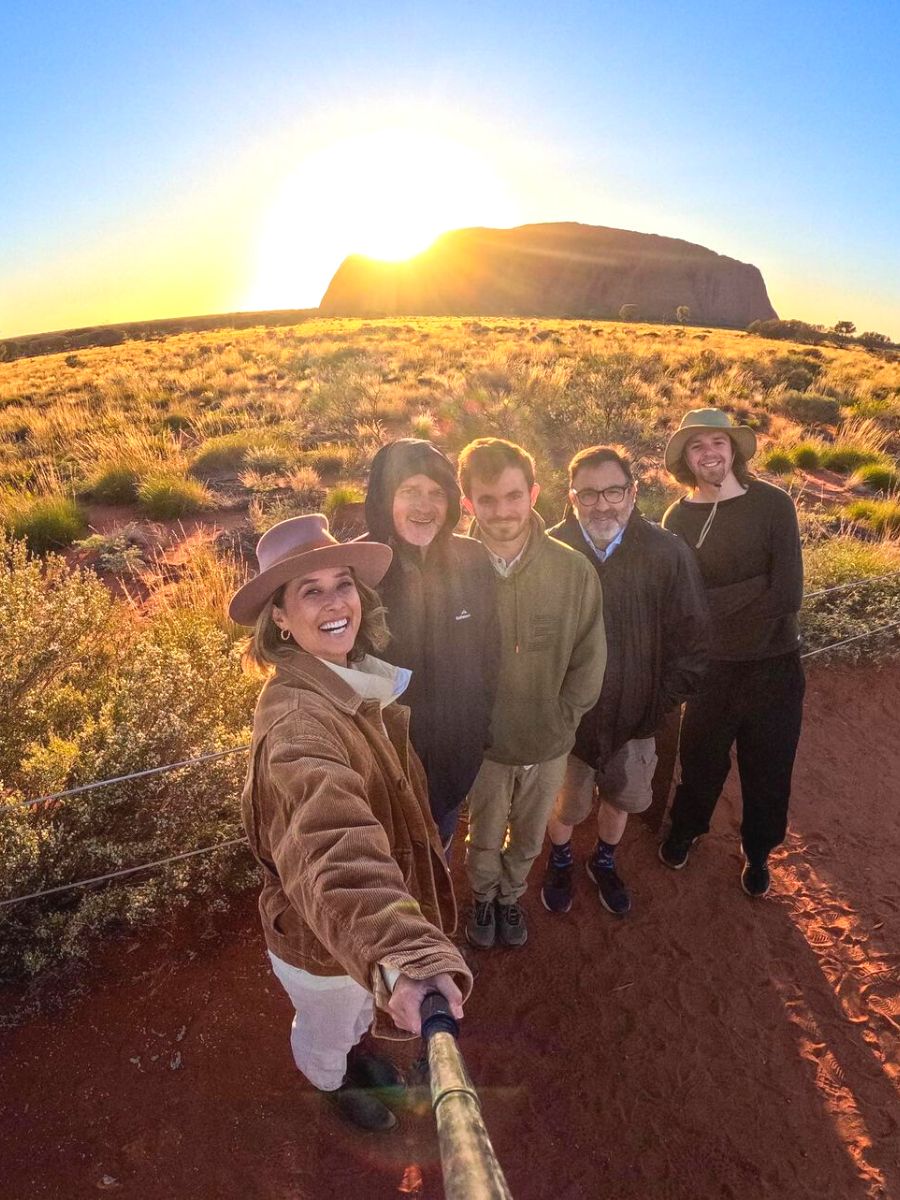 A happy family in a nature retreat at Uluru