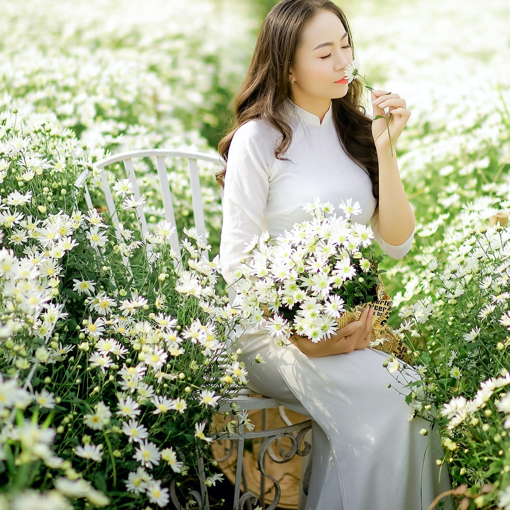 Lady in Flower garden
