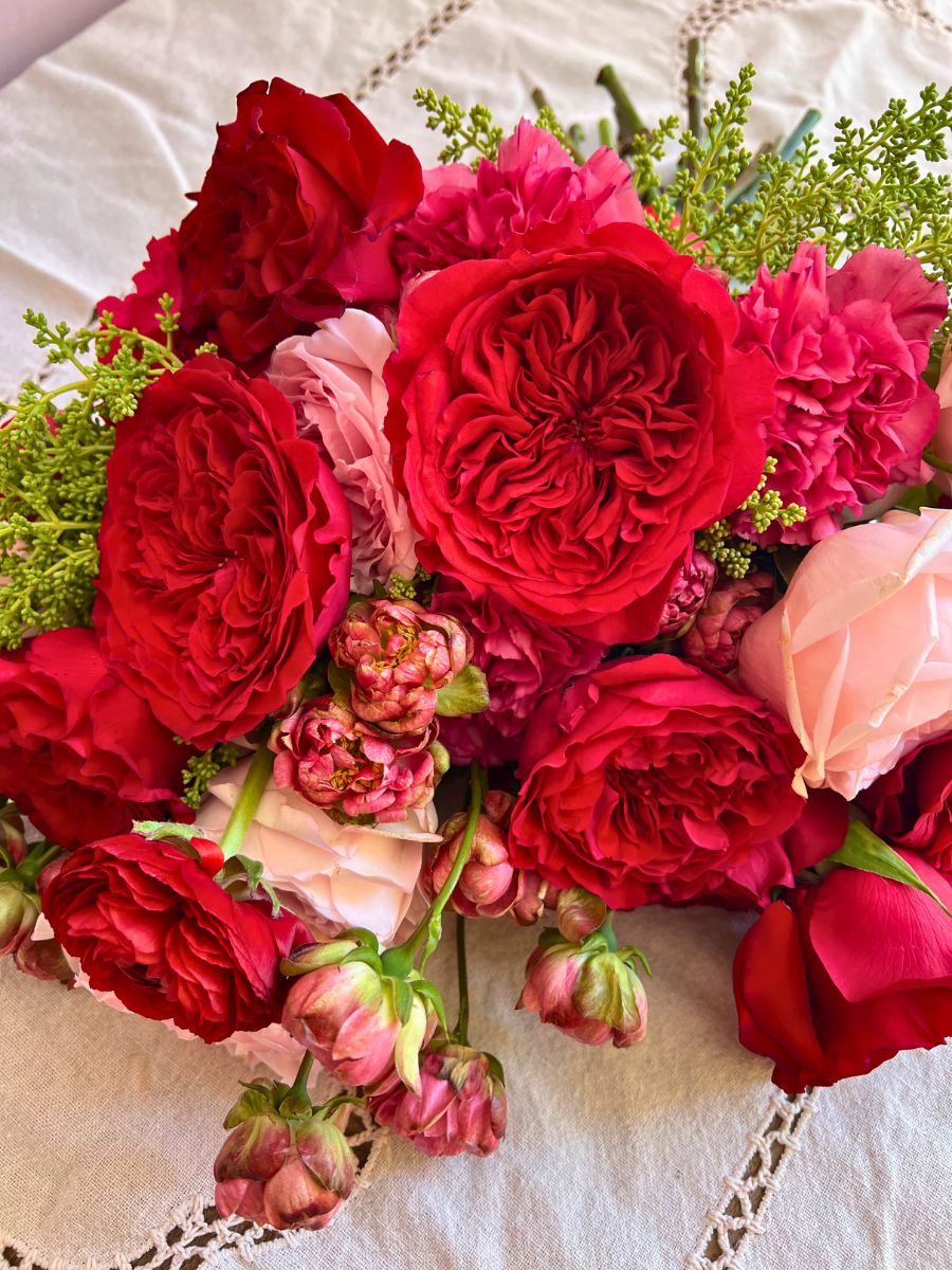 Dazzling red Valentines bouquet