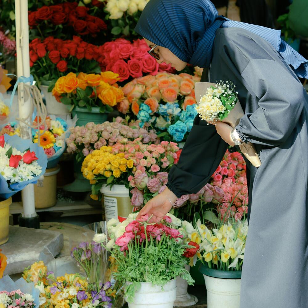 buying fresh flower  from shop