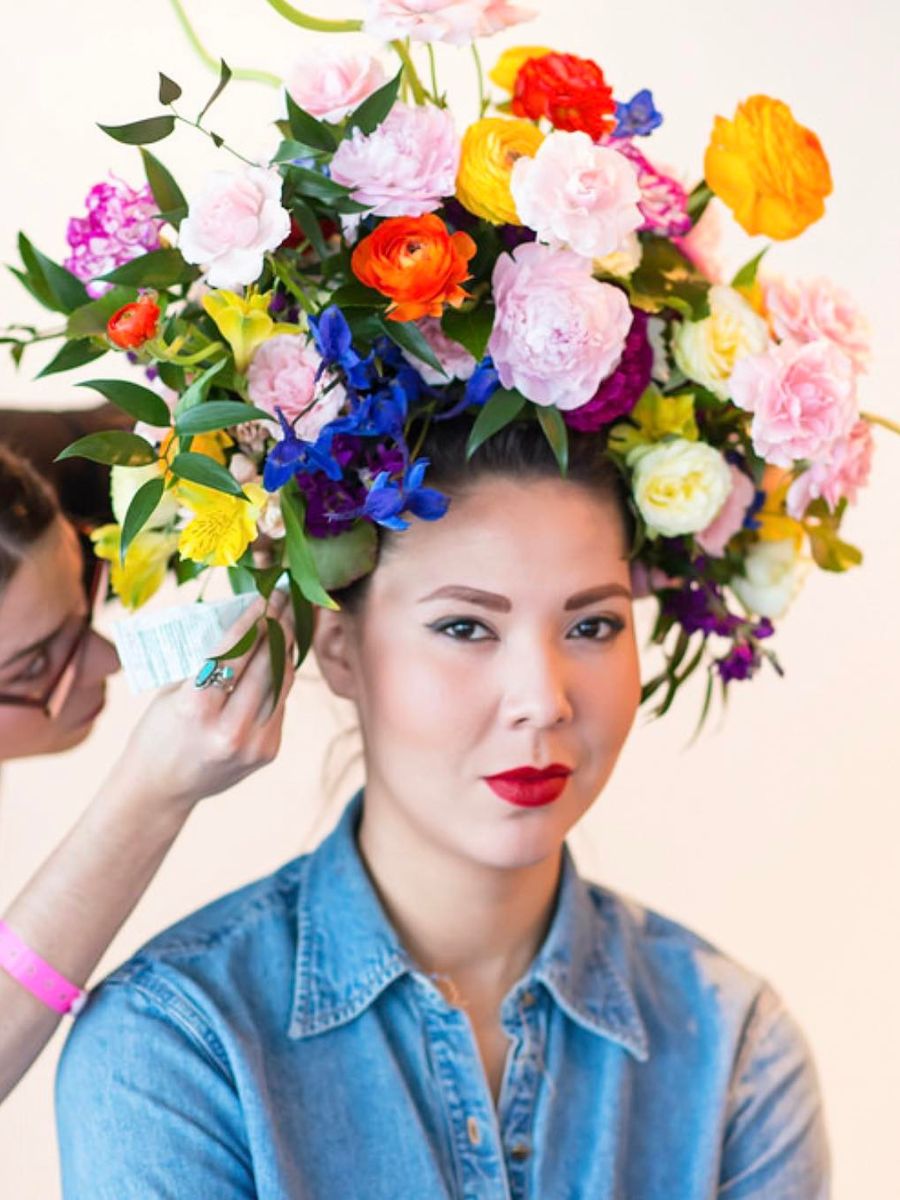 Girl with a flower headpiece