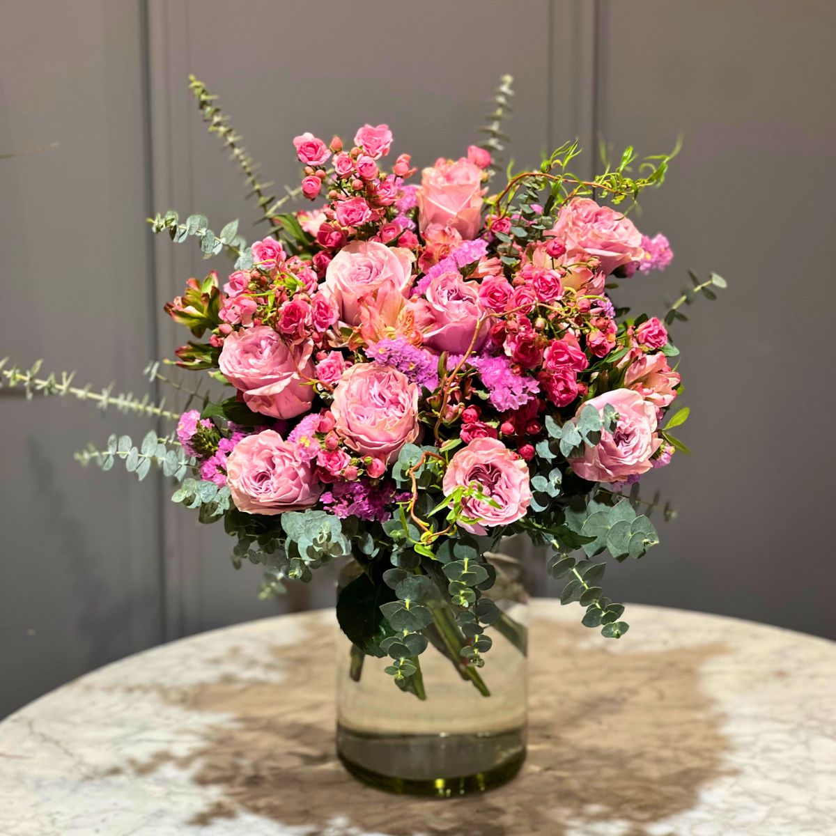 Mushegh Poghosyans arrangement using Wedding Day roses