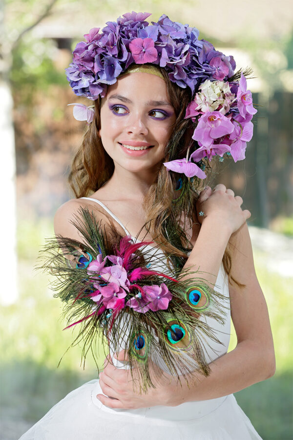 Hydrangea in Bridal Bouquet and Head Piece on Thursd