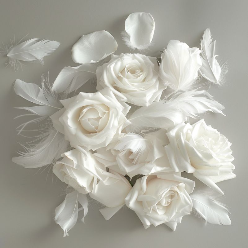 White Feathered Roses made with Bird DNA