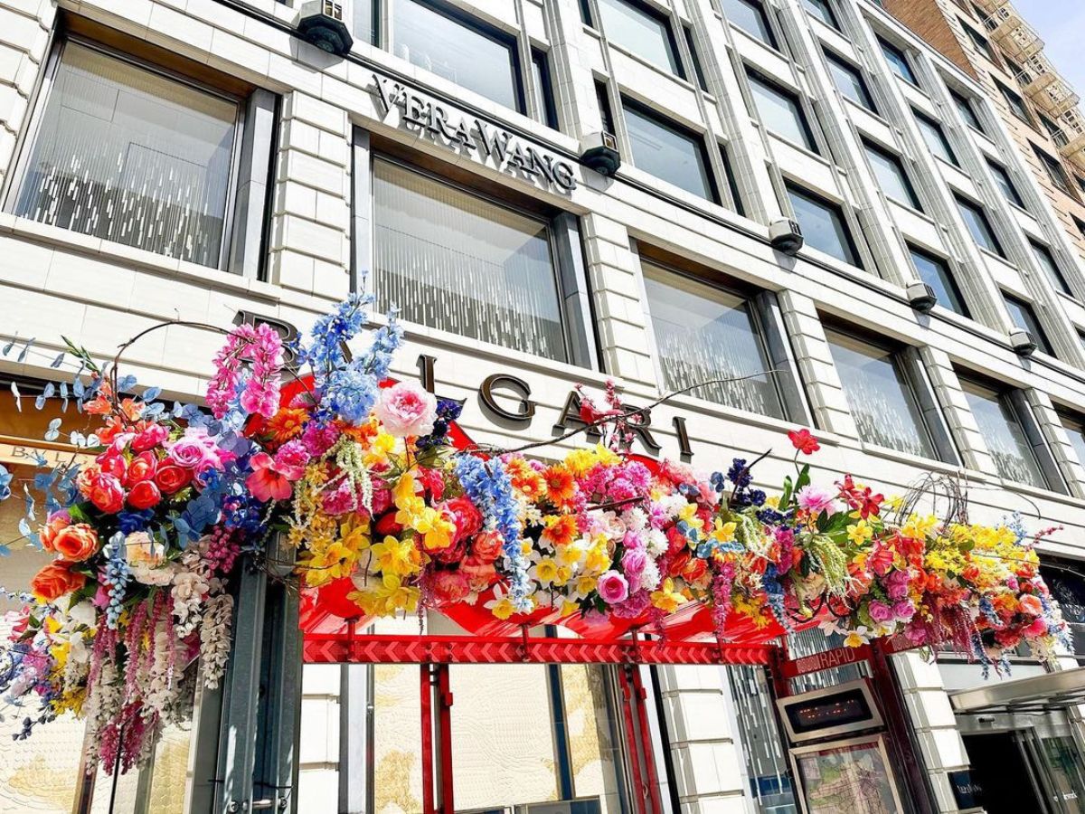 Bvlgari store enhanced with flowers in Union Square