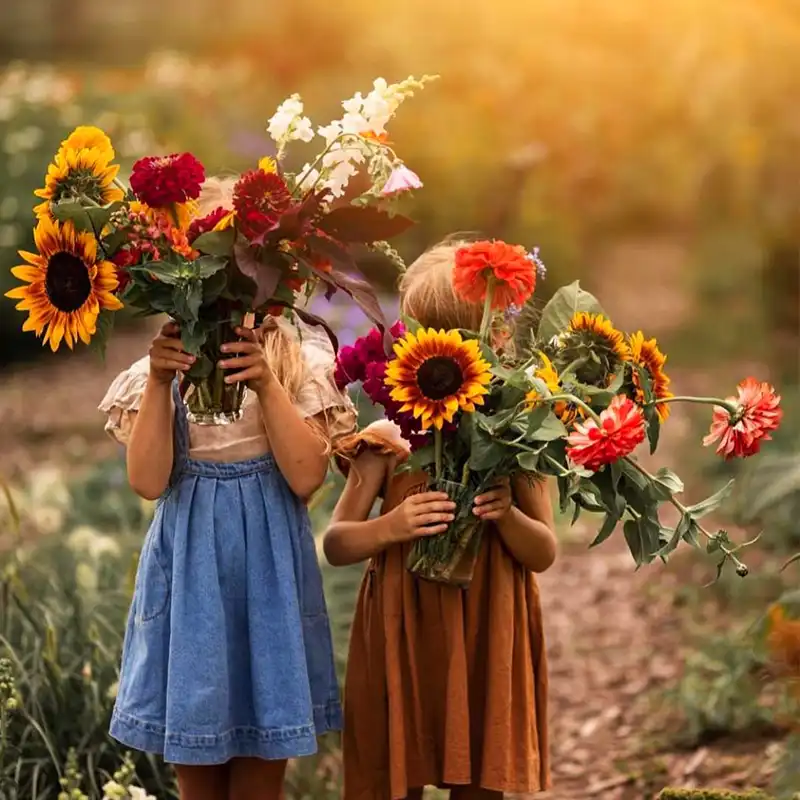 Kids with Mother's Day Flowers