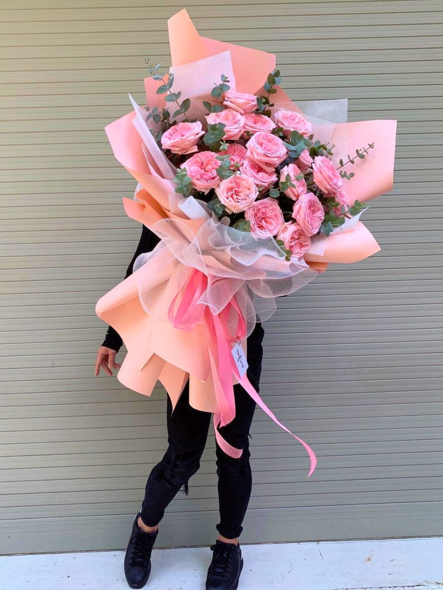 Huge arrangement with Pink O Hara roses