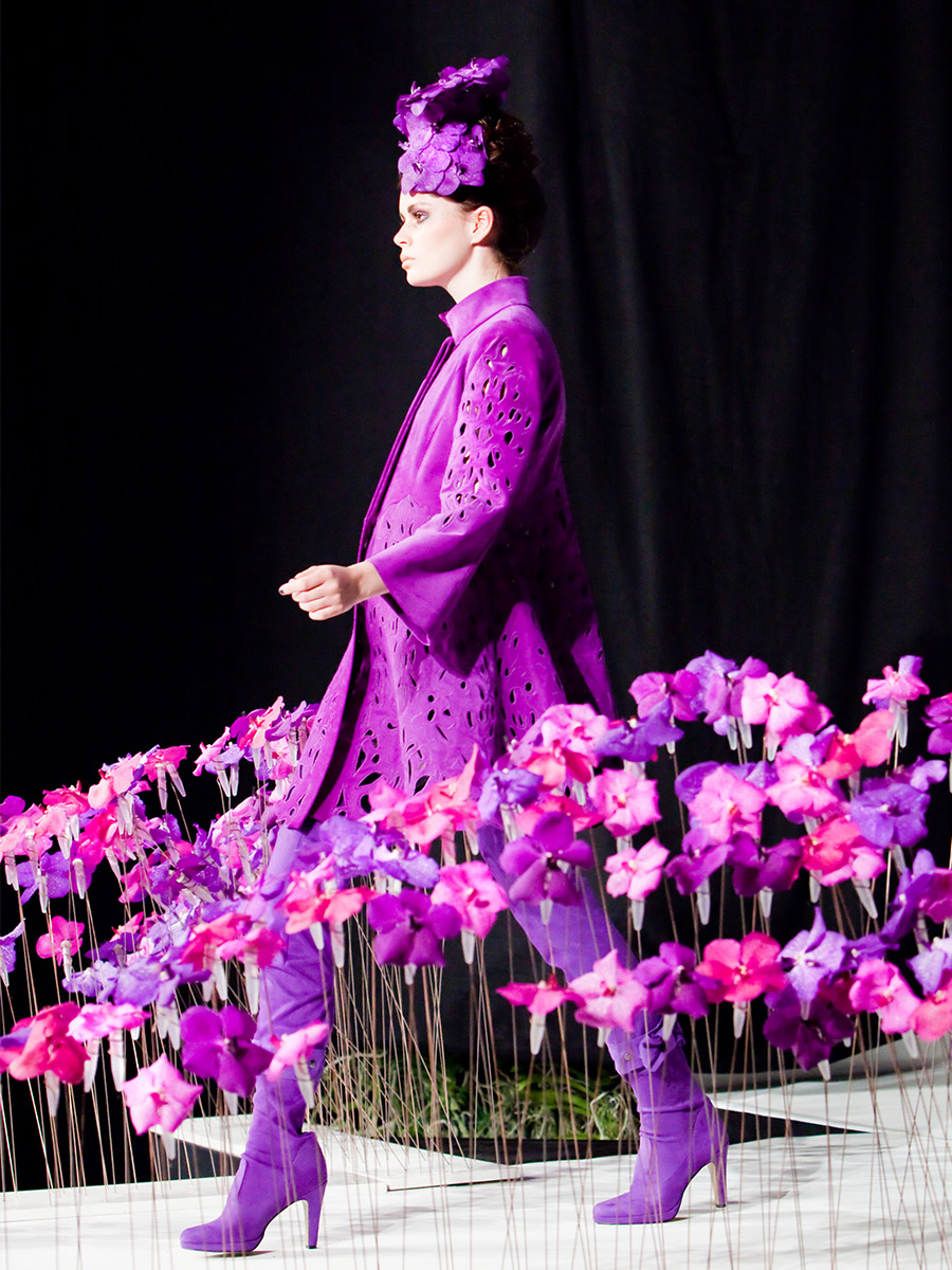 Purple Vandas at a fashion catwalk