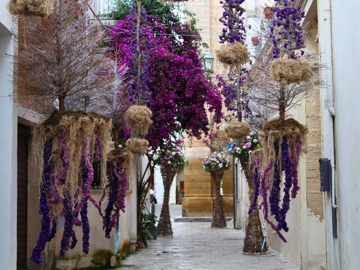 Flowers Decorate the Streets of Leverano
