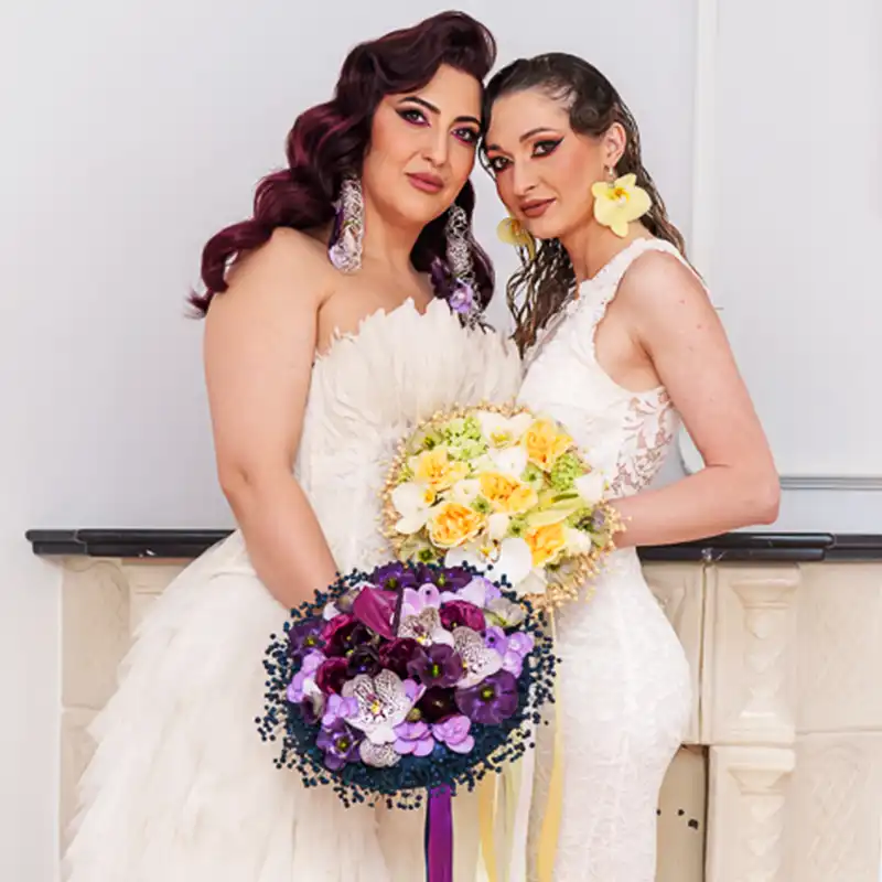 Two Brides and Two Bouquets