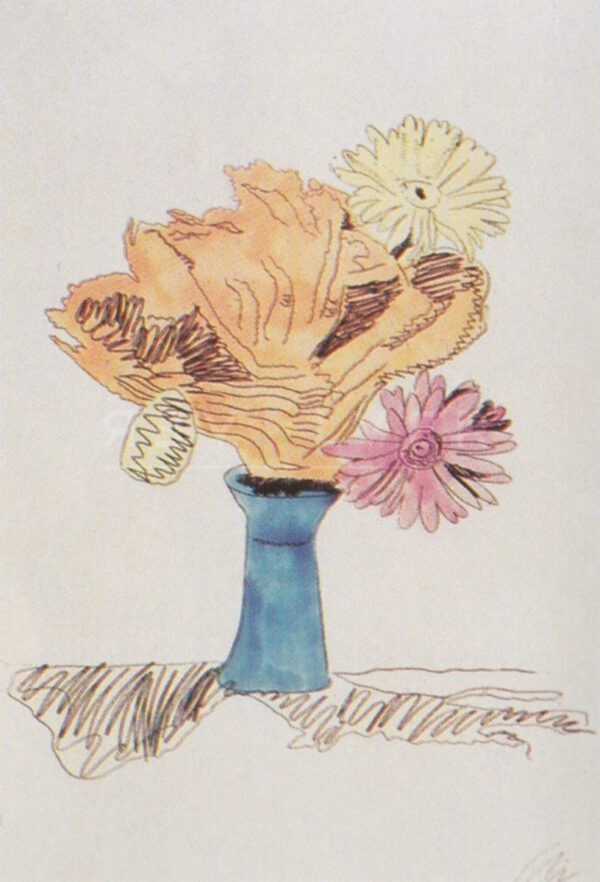 Andy Warhol's Fascination With Line Drawings and Flowers Watercolor Drawing