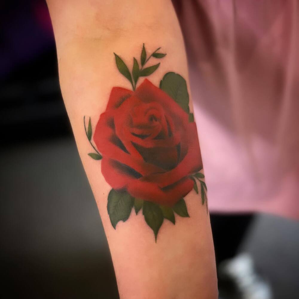 Artistic Red Rose Tattoos 
