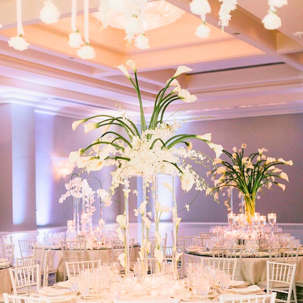 Tables with white calla lilies