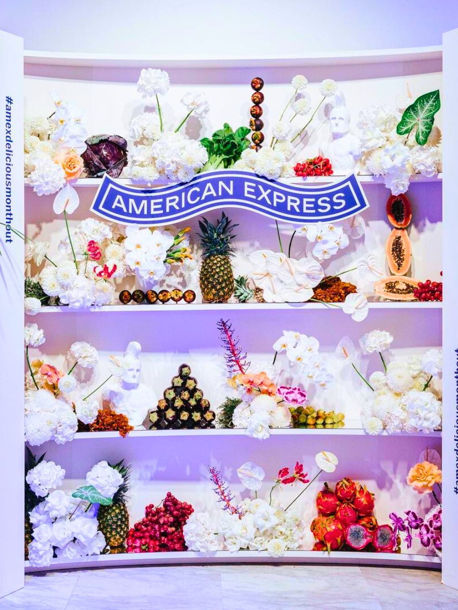 American Express flower display by Hermetica