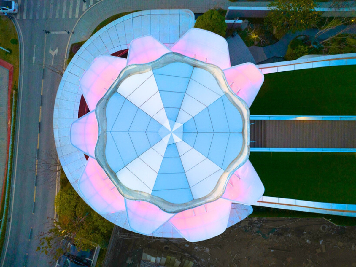 Upper view of the shape of the lotus building