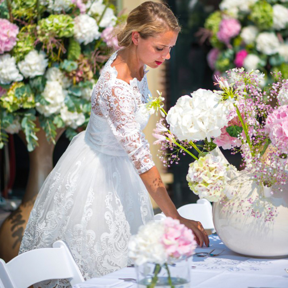 Bride with hydrangeas for Hydrangea World wedding campaign