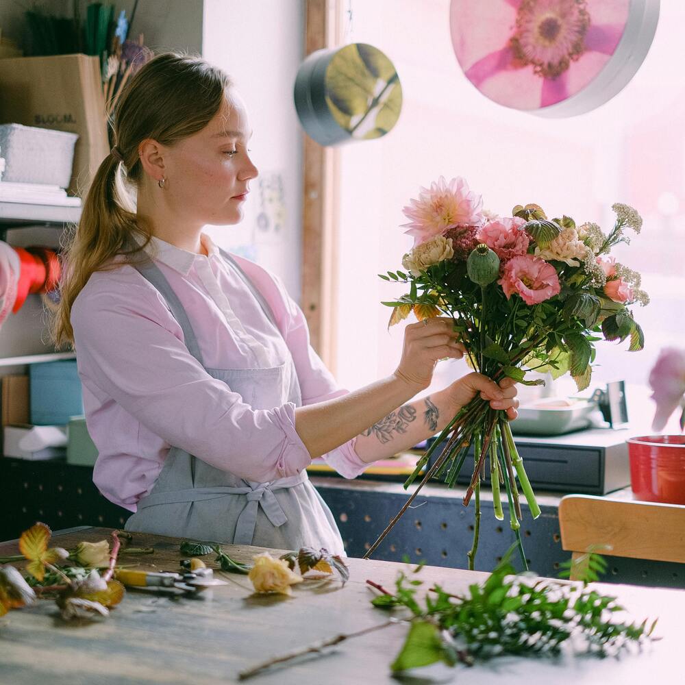 lady managing flower shop 