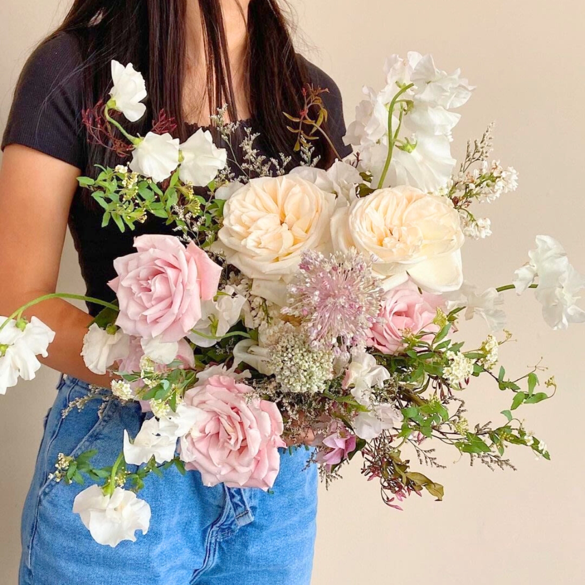 Wedding bouquet using Rose White O Hara