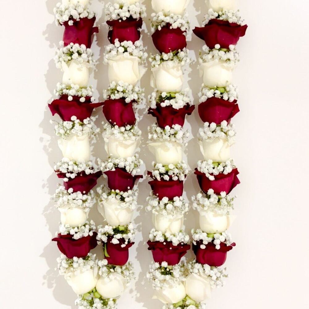 red and white rose varmala