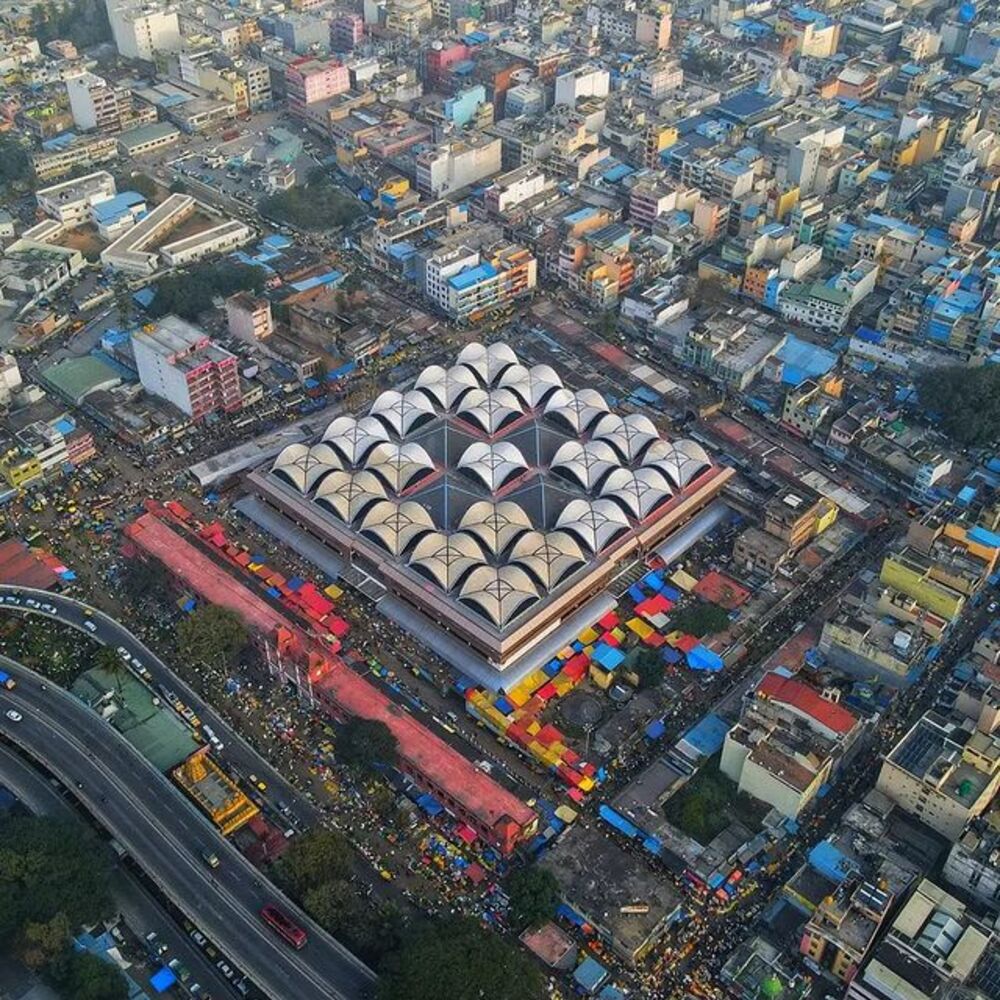 Drone View of Bangalore Flower Maket