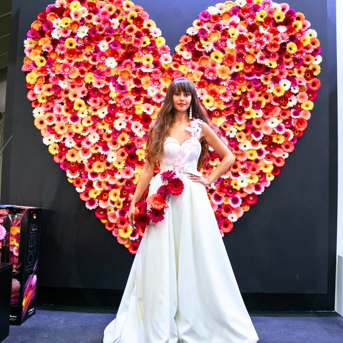 Heart shaped gerbera installation