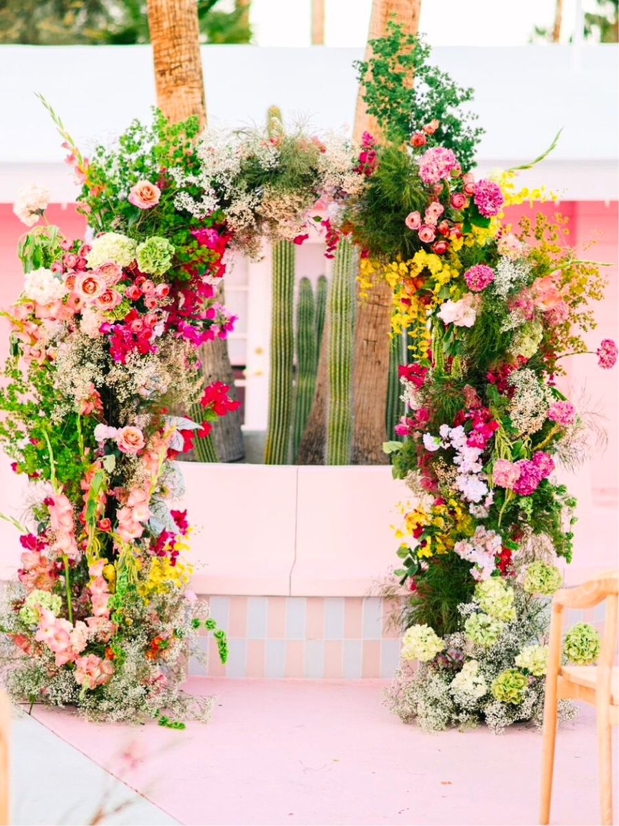 Floral arch made of colorful flowers