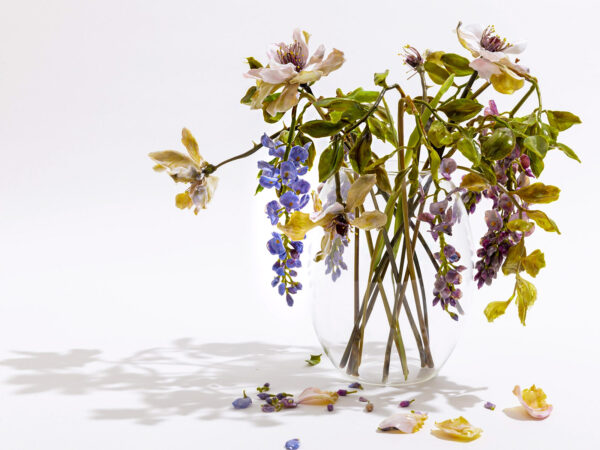 Wilting Flowers Elegantly Sculpted in Glass