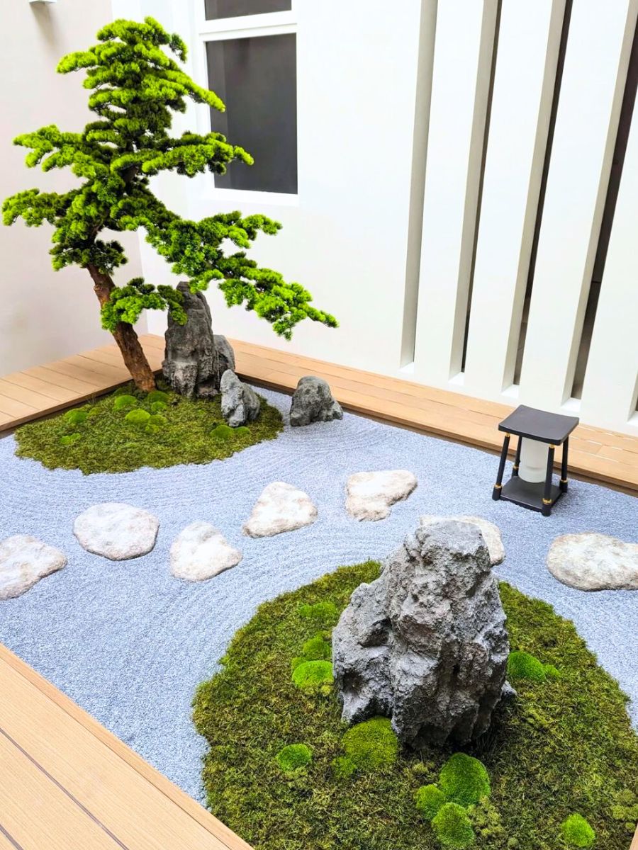 A landscape with moss installations