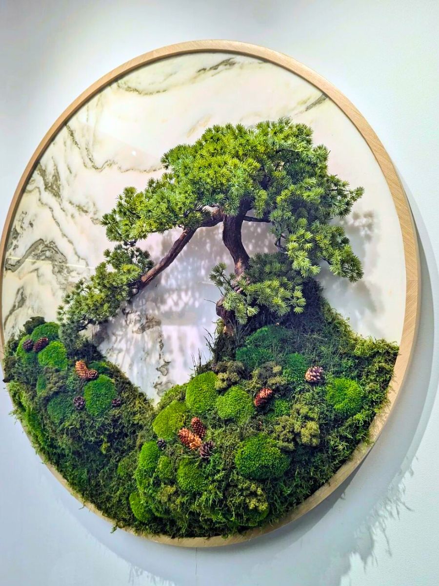 An indoor moss decoration for the wall