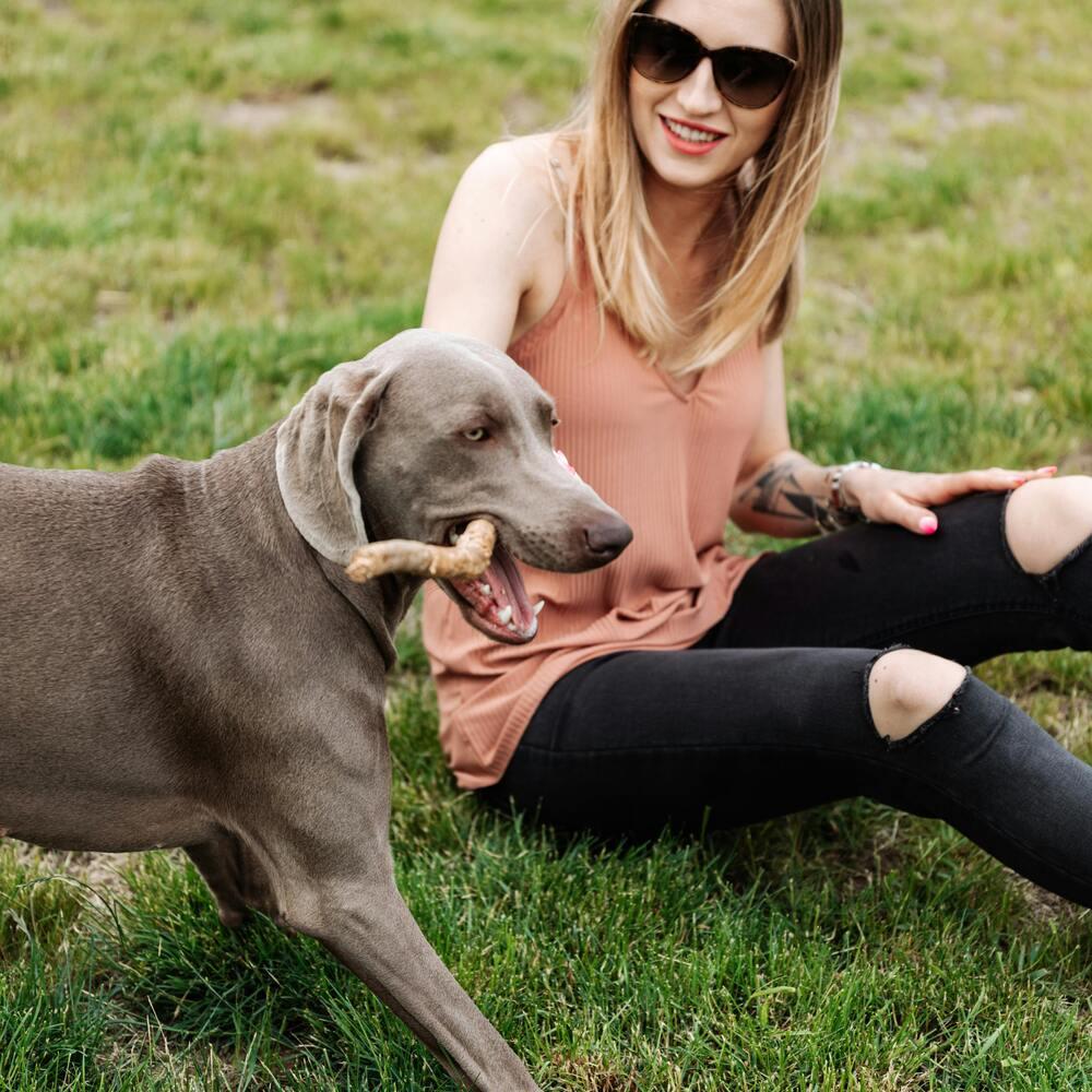 lady enjoy at dog friendly Garden 