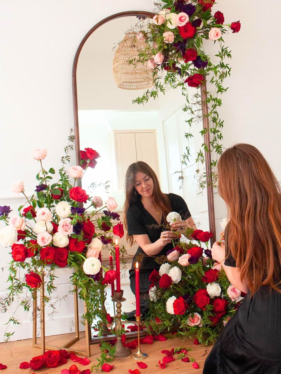 Alexandra with red roses for Valentines day