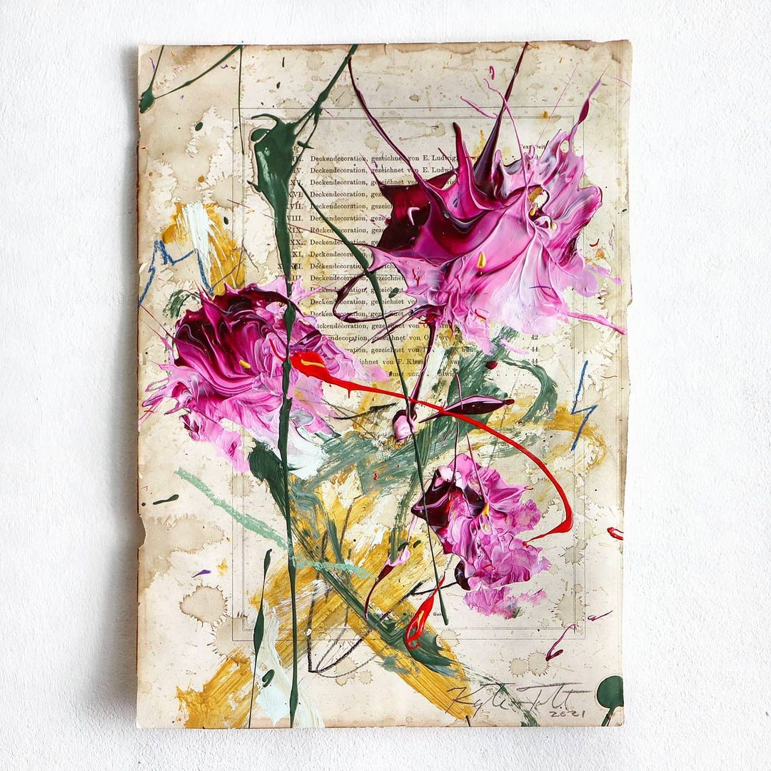 Exquisite Abstract Floral Paintings by Kyte Tatt Abstract Flower Painting
