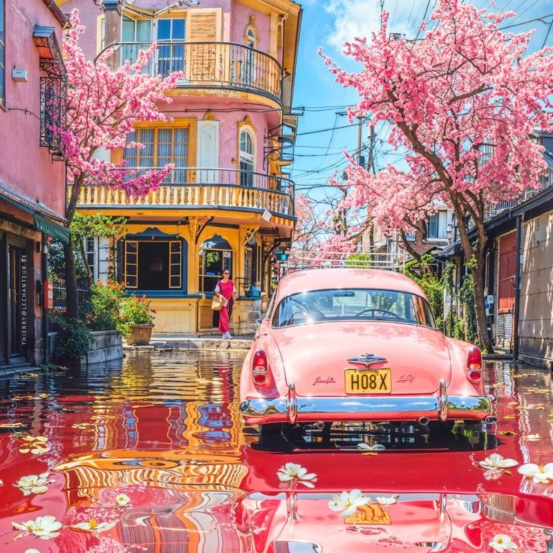Pink car made with AI