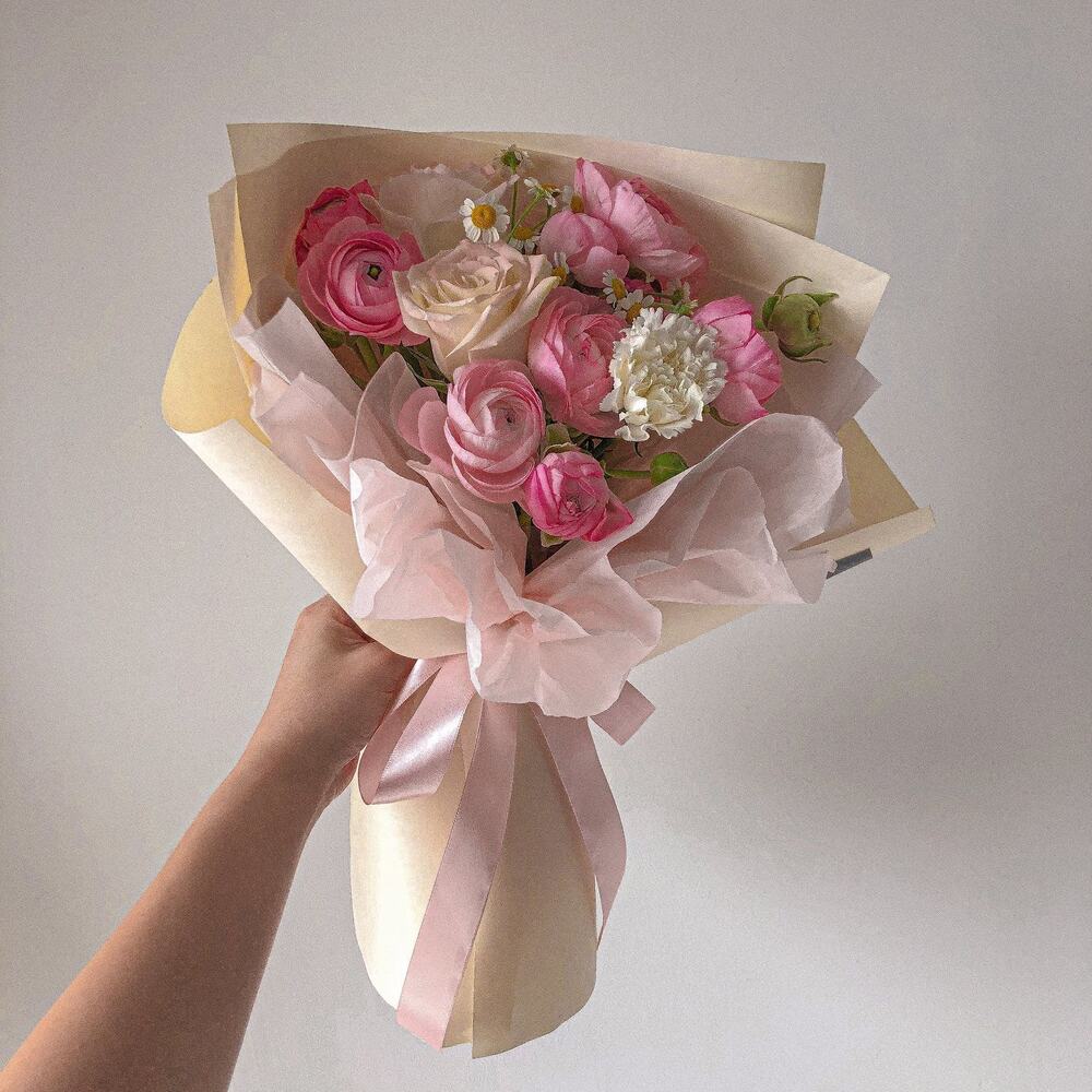 Beautiful pink ranunculus bouquet