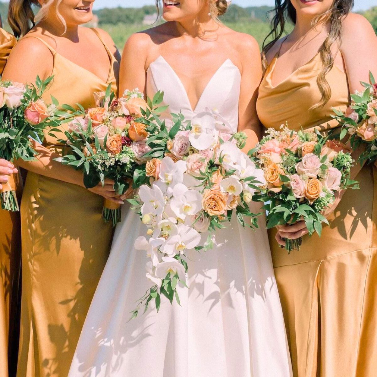 Wedding bouquets using Rose Golden Mustard