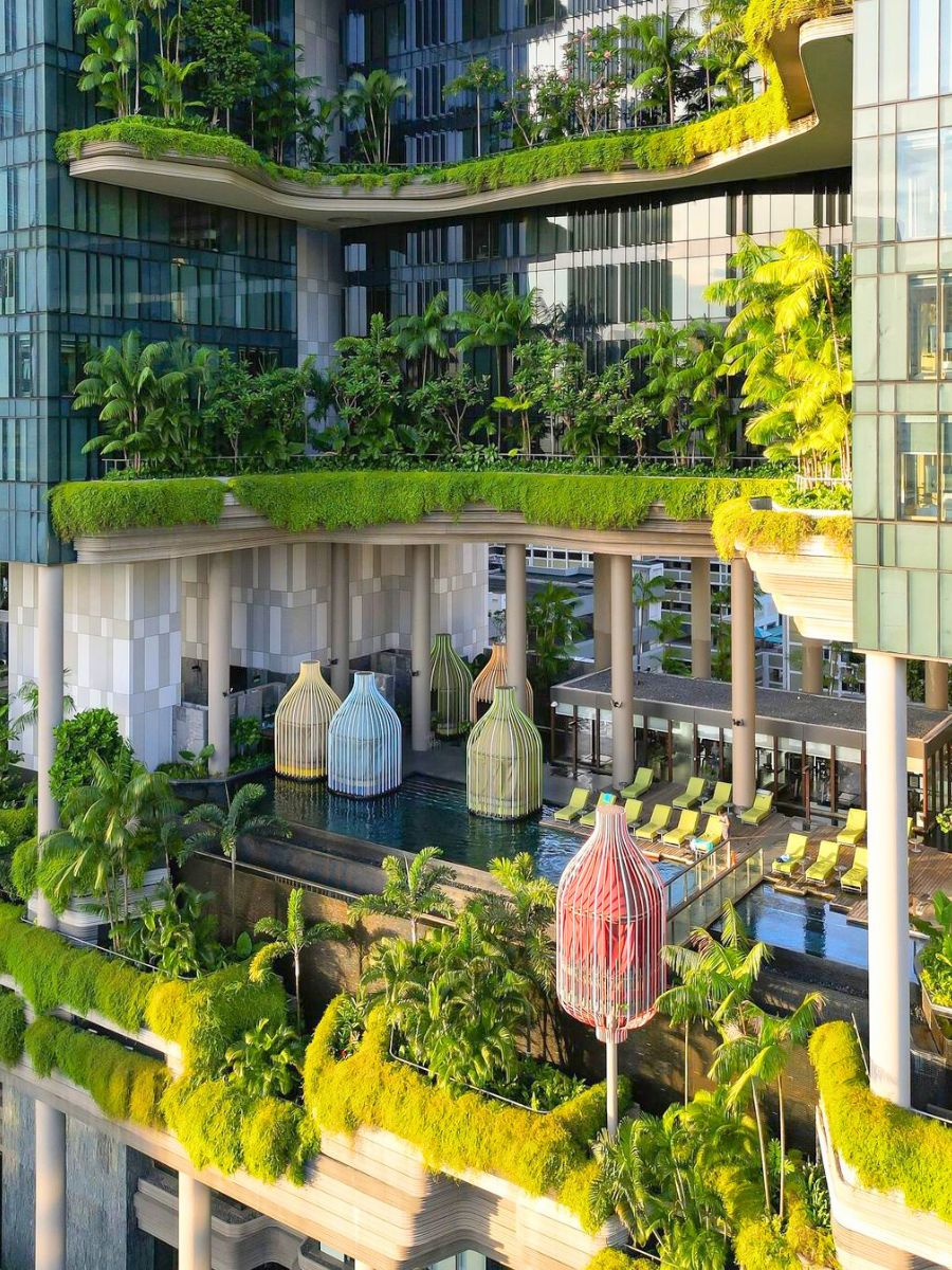 Front view of the greenest hotel in Singapore