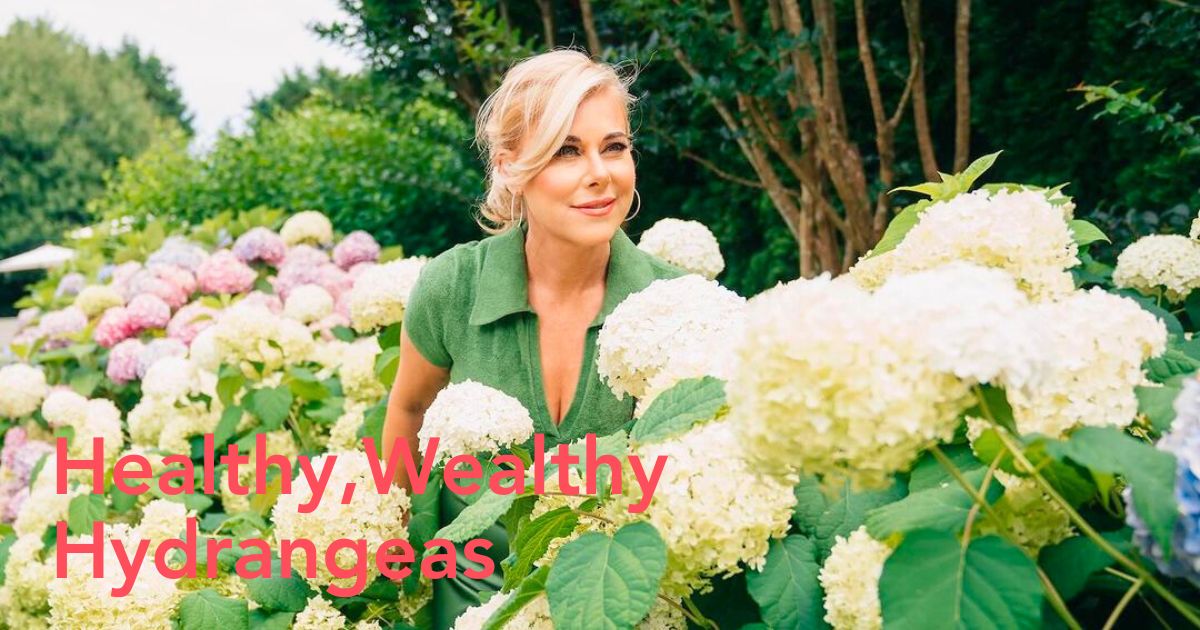 Woman with white hydrangeas