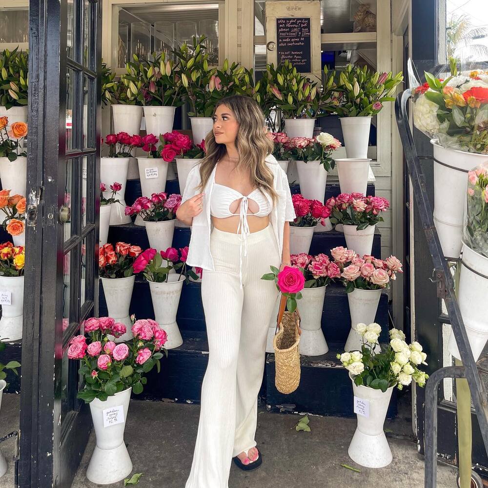 Lady on local flower shop