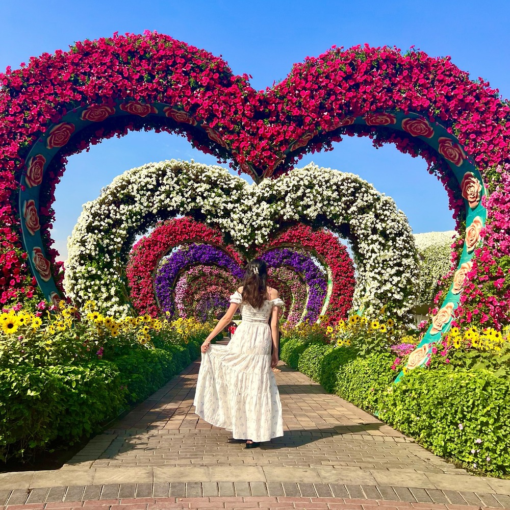 Lady clicked picture at Dubai Miracle Garden