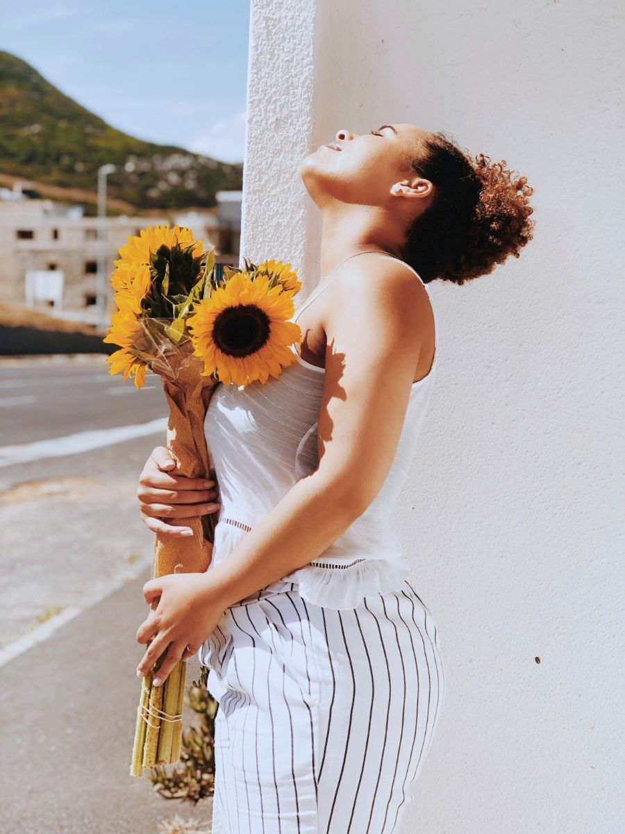 Sunflowers and sun soaking