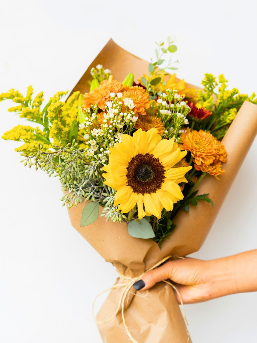 Sunflower as the main character in a bouquet