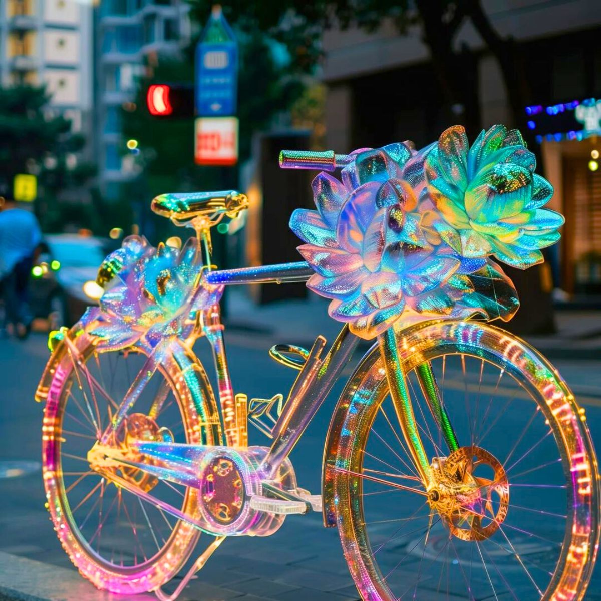 Shiny and multicolor bycicle created with AI