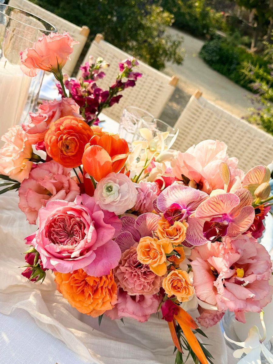 Bright and tropical floral arrangement