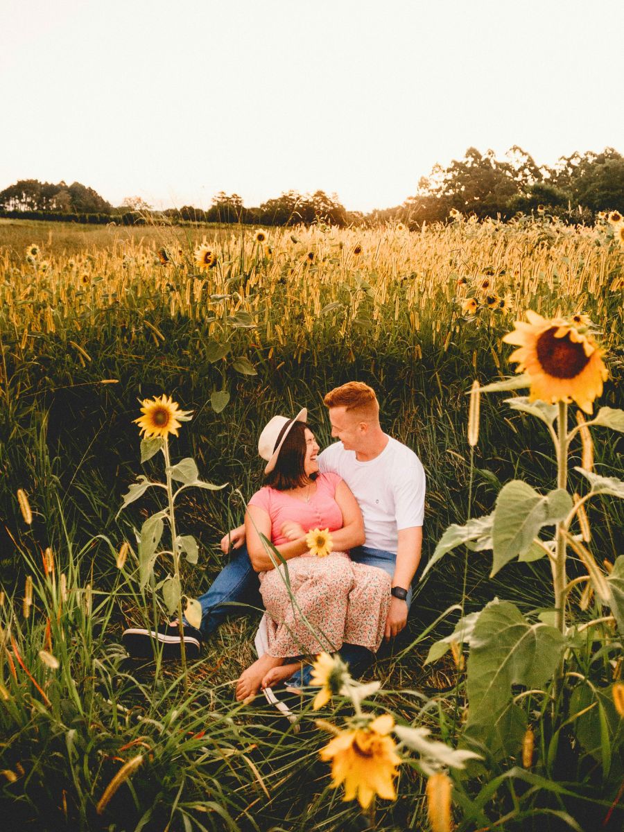 Appreciation of life in a sunflower field