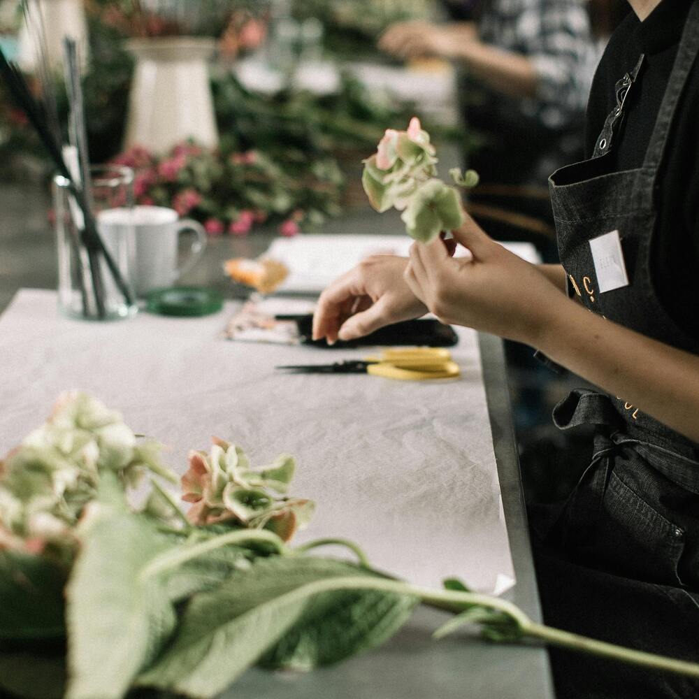 Flower arrangement at flower shop