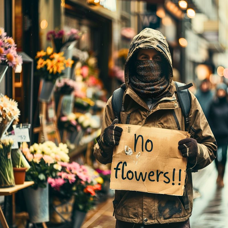 No Flowers activist