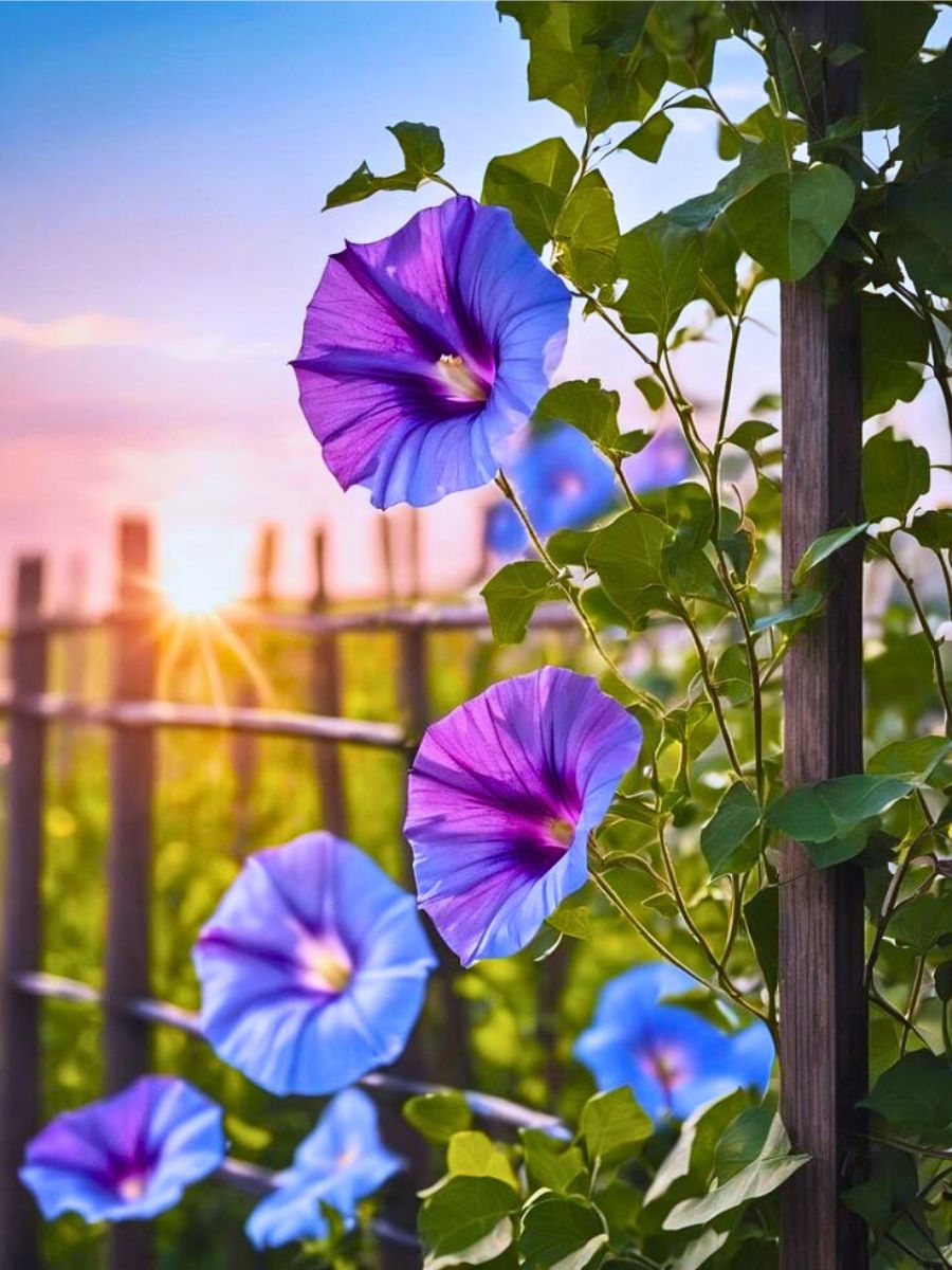 one of the interesting facts about morning glory is that it starts blooming with sun rise and even manages to bloom during mid night