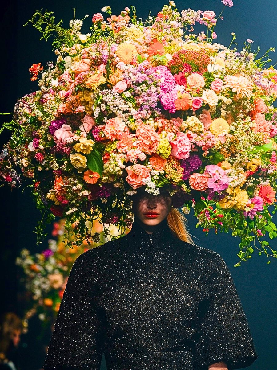 Flower headpiece with AI for a runway