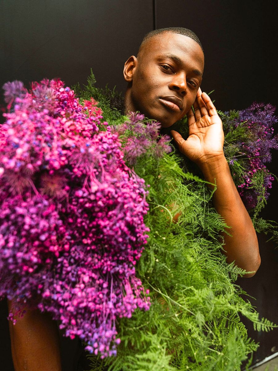 Male model featuring greenery design by Julia Rose