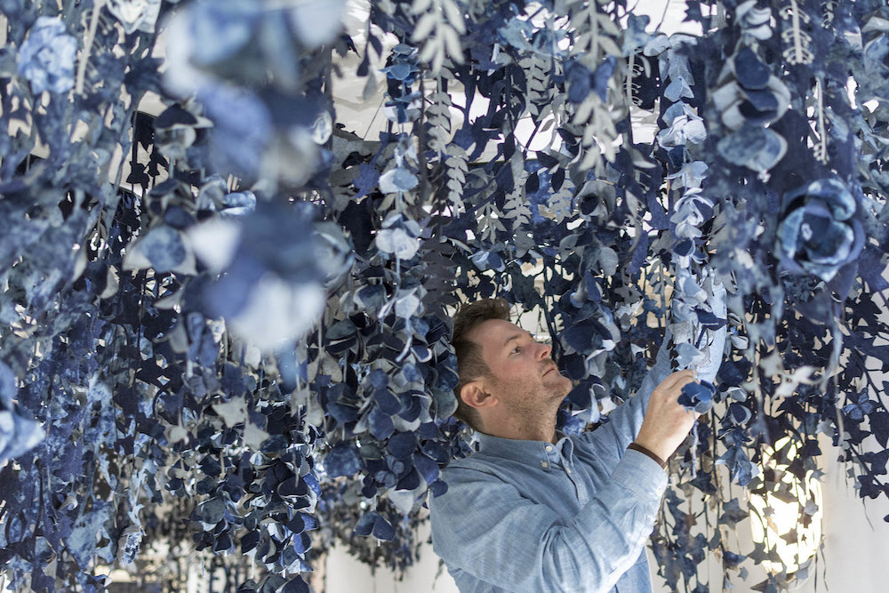 Ian Berry Crafts a Path of Nature Entirely Made Out of Denim Floral Art